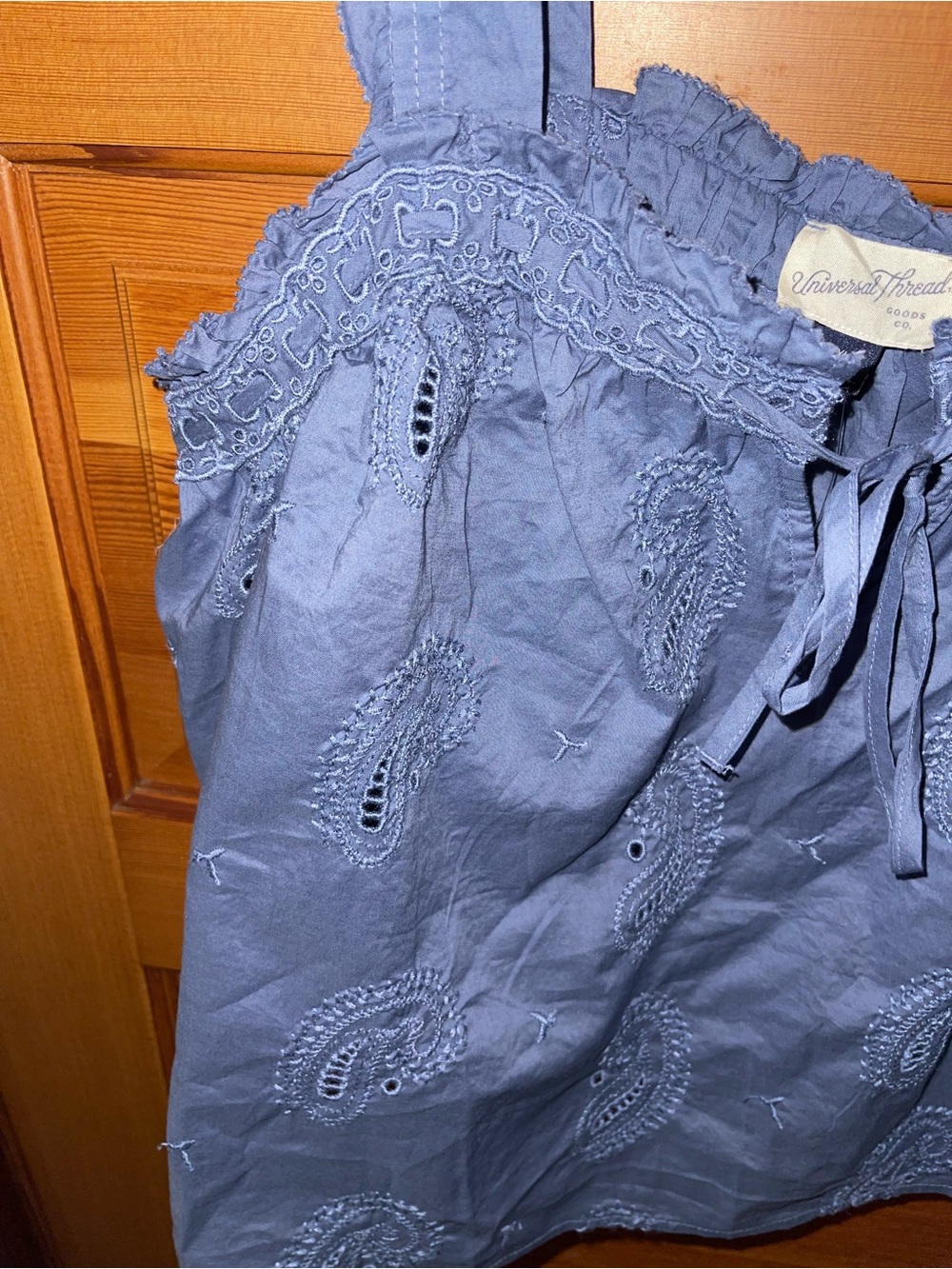 Universal Thread Blue Eyelet Ruffled Strap Tank - Picture 5 of 11